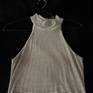 Striped Sleeveless High Neck Dress